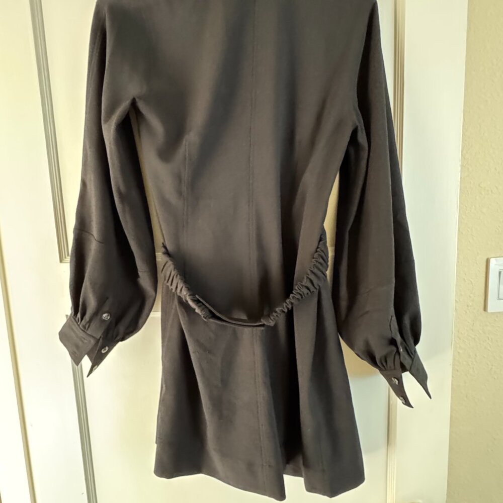 Ganni Black Mini Wrap Dress - Crepe, Sz M - Picture 4 of 7